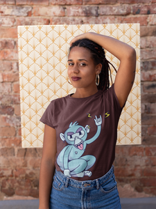 Rocker Monkey Women Half Sleeves T-shirt- KidsFashionVilla