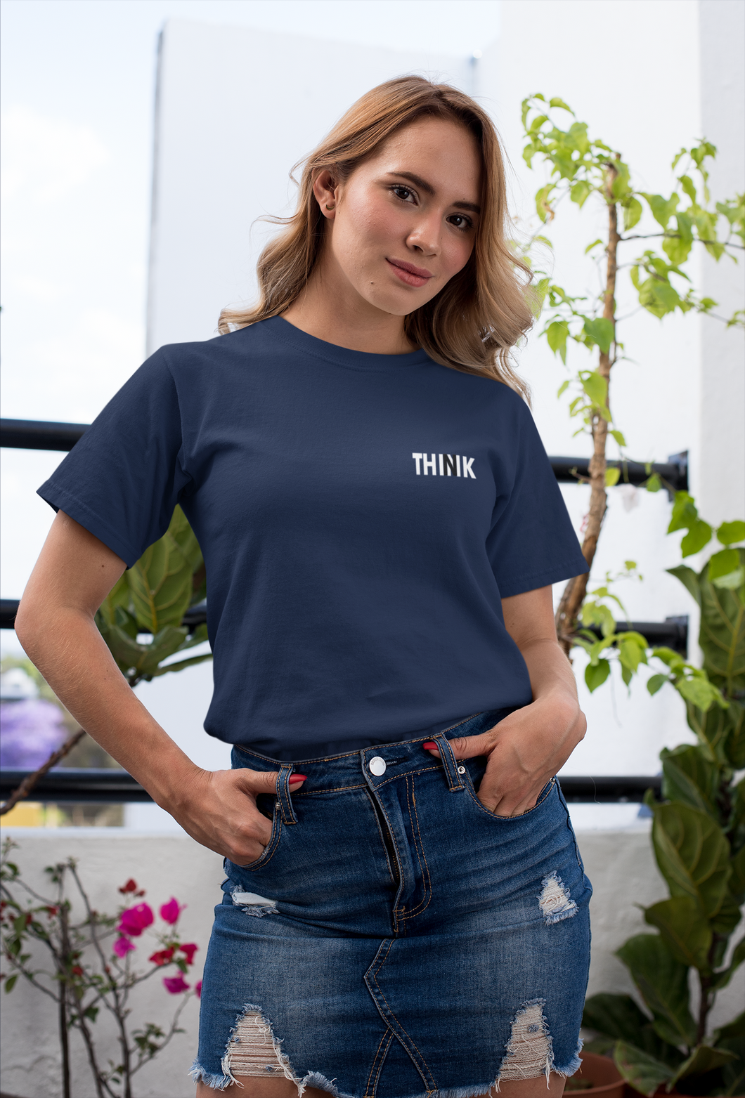 Think Minimal Women Half Sleeves T-shirt- KidsFashionVilla