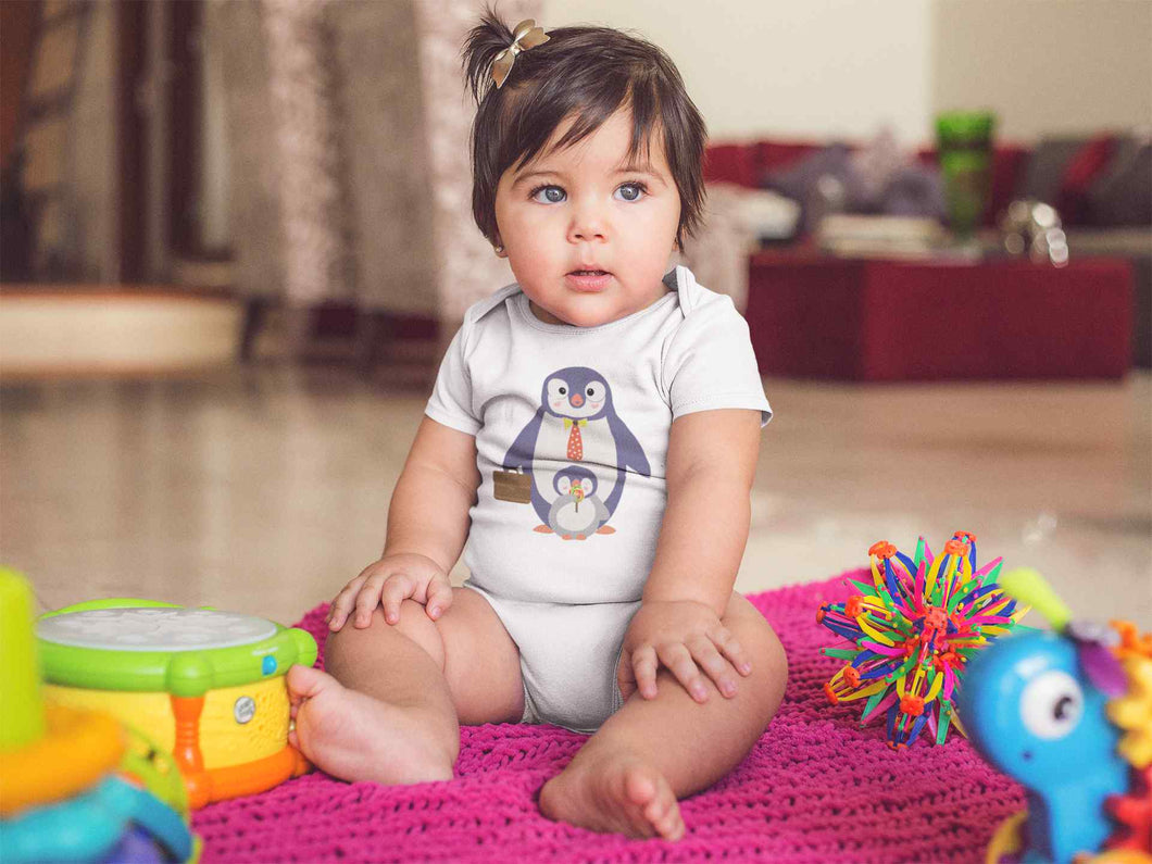 Papa And Baby Penguin Cartoon Rompers for Baby Girl- KidsFashionVilla