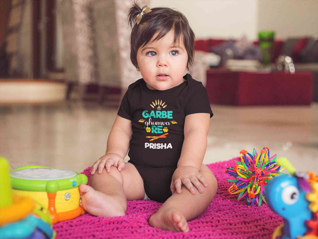 Custom Name Garbe Ghumva Re Navratri Rompers for Baby Girl- KidsFashionVilla