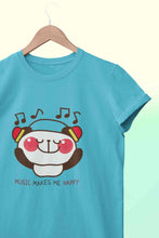 Load image into Gallery viewer, Music Makes Me Happy Women Half Sleeves T-shirt- KidsFashionVilla
