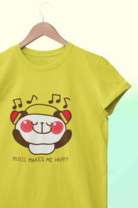 Music Makes Me Happy Women Half Sleeves T-shirt- KidsFashionVilla