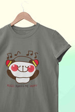 Load image into Gallery viewer, Music Makes Me Happy Women Half Sleeves T-shirt- KidsFashionVilla
