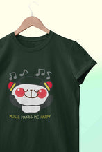 Load image into Gallery viewer, Music Makes Me Happy Women Half Sleeves T-shirt- KidsFashionVilla
