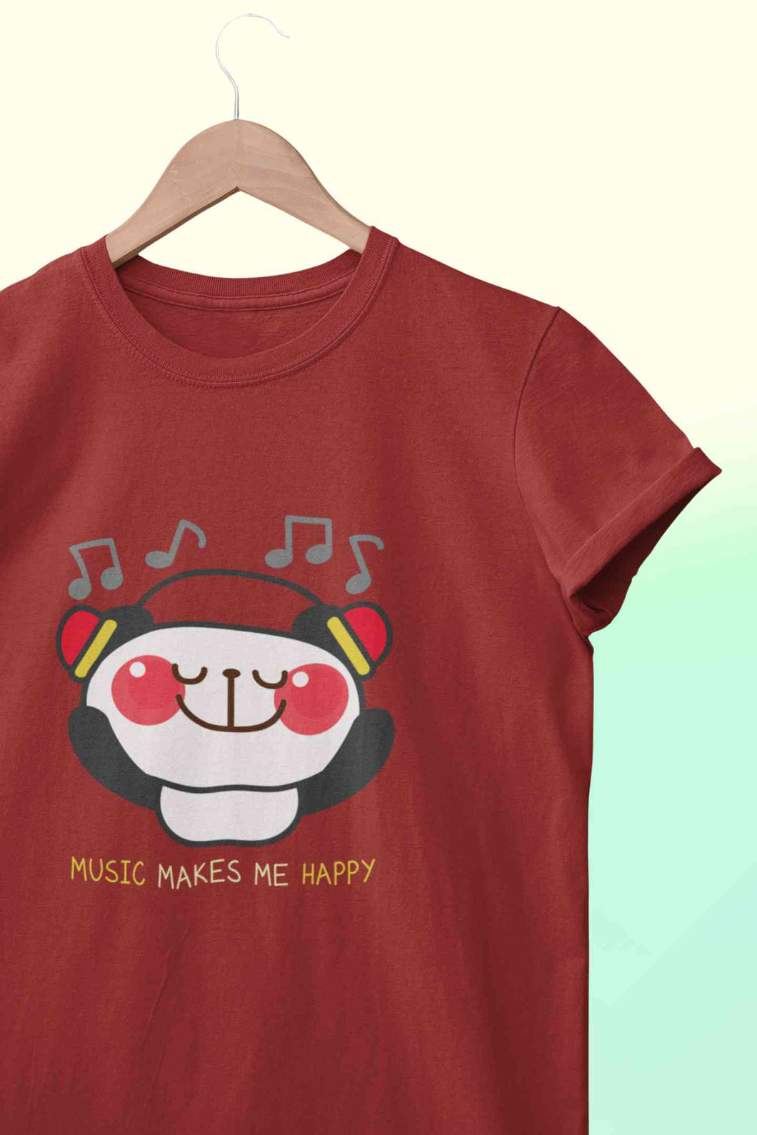 Music Makes Me Happy Women Half Sleeves T-shirt- KidsFashionVilla