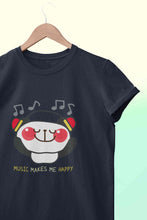 Load image into Gallery viewer, Music Makes Me Happy Women Half Sleeves T-shirt- KidsFashionVilla
