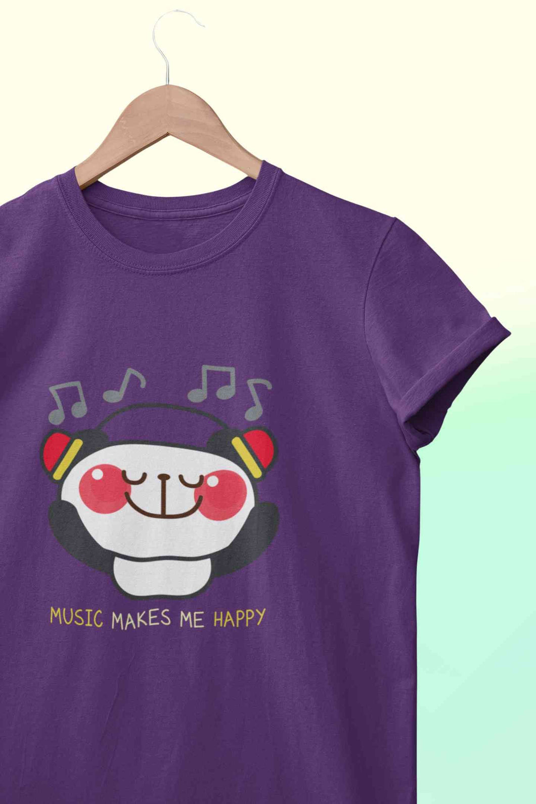 Music Makes Me Happy Women Half Sleeves T-shirt- KidsFashionVilla
