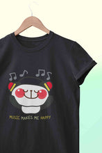 Load image into Gallery viewer, Music Makes Me Happy Women Half Sleeves T-shirt- KidsFashionVilla
