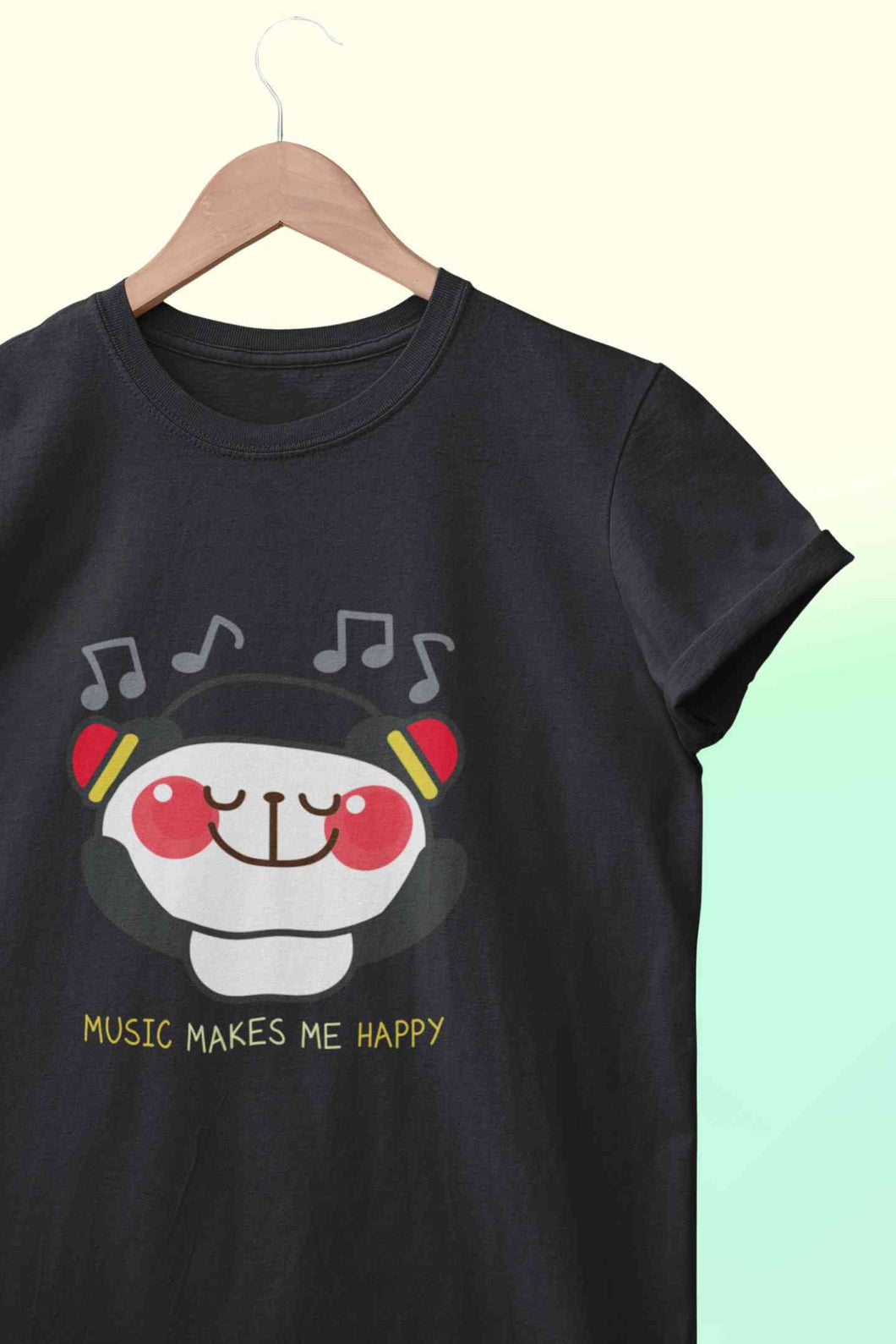 Music Makes Me Happy Women Half Sleeves T-shirt- KidsFashionVilla