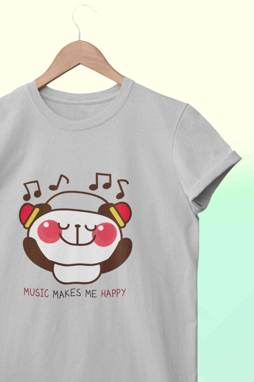 Music Makes Me Happy Women Half Sleeves T-shirt- KidsFashionVilla