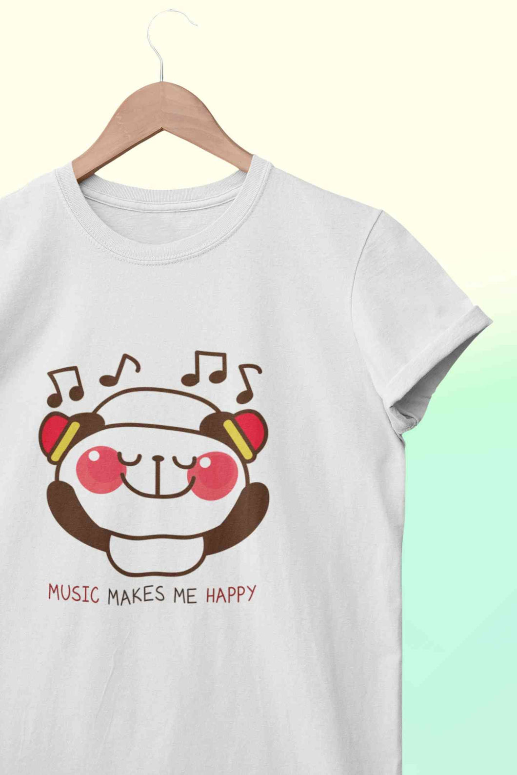 Music Makes Me Happy Mens Half Sleeves T-shirt- KidsFashionVilla