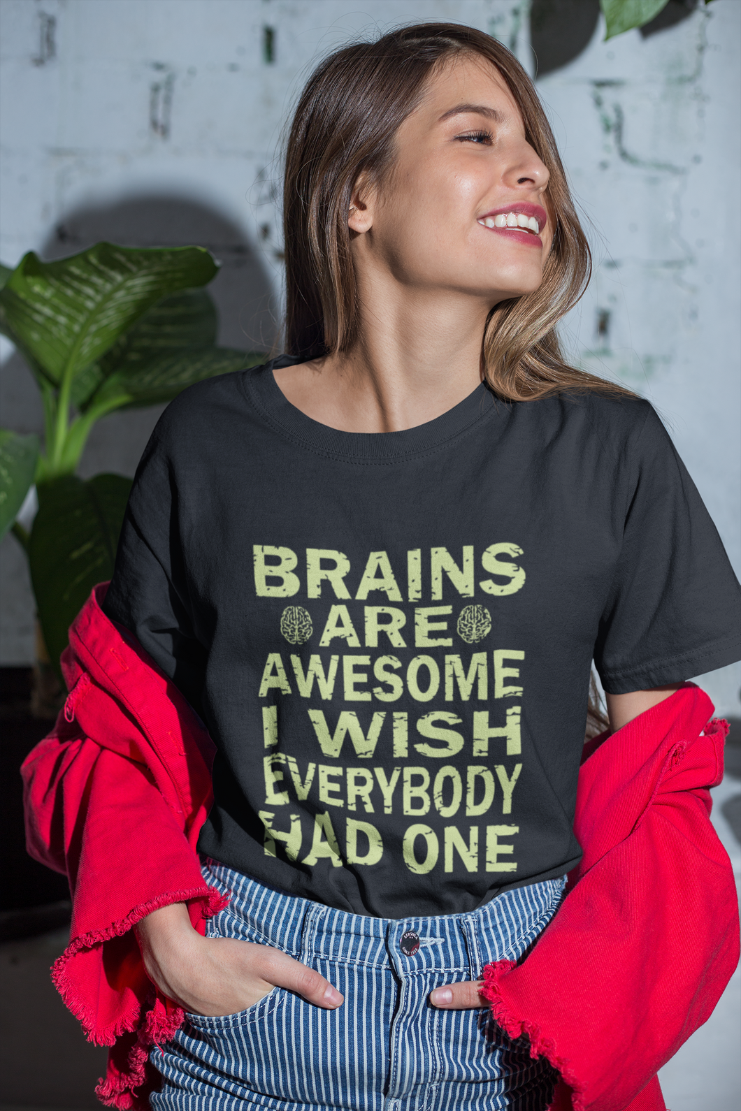 Brains Are Awesome I Wish Everybody Had One Women Half Sleeves T-shirt- KidsFashionVilla