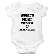 Load image into Gallery viewer, Worlds Most Expensive Alarm Clock Rompers for Baby Boy- FunkyTradition FunkyTradition
