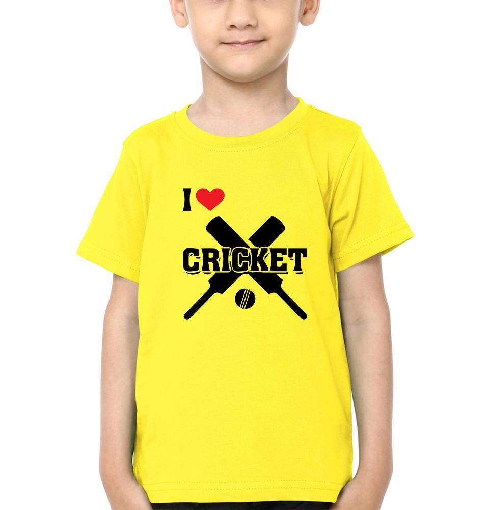 I Love Cricket Half Sleeves T-Shirt for Boys and Kids-KidsFashionVilla