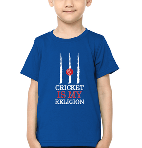 Cricket is my religion Half Sleeves T-Shirt for Boys and Kids-KidsFashionVilla