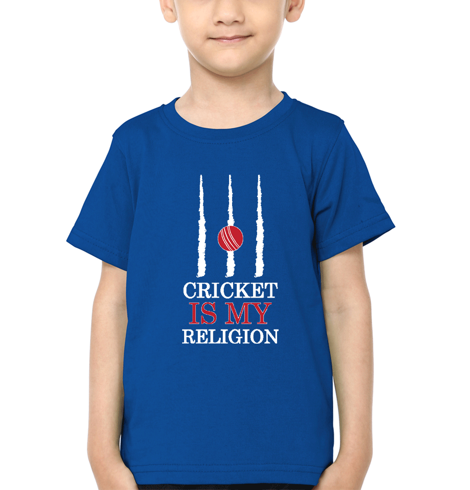 Cricket is my religion Half Sleeves T-Shirt for Boys and Kids-KidsFashionVilla