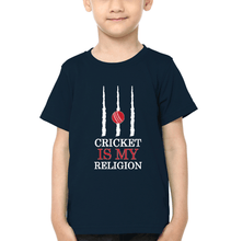Load image into Gallery viewer, Cricket is my religion Half Sleeves T-Shirt for Boys and Kids-KidsFashionVilla
