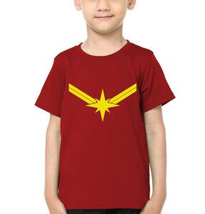 Captain Marvel Logo Half Sleeves T-Shirt for Boy-KidsFashionVilla