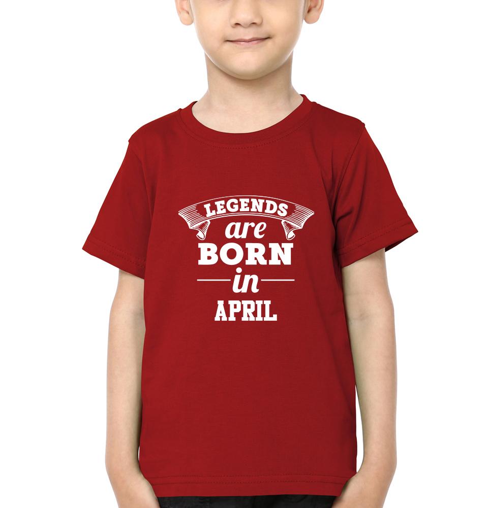 Legends are Born in April Half Sleeves T-Shirt for Boy-KidsFashionVilla