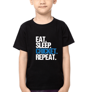 Eat Sleep Cricket Repeat Half Sleeves T-Shirt for Boys and Kids-KidsFashionVilla