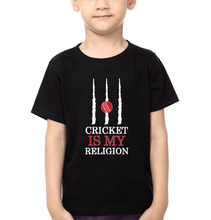Load image into Gallery viewer, Cricket is my religion Half Sleeves T-Shirt for Boys and Kids-KidsFashionVilla
