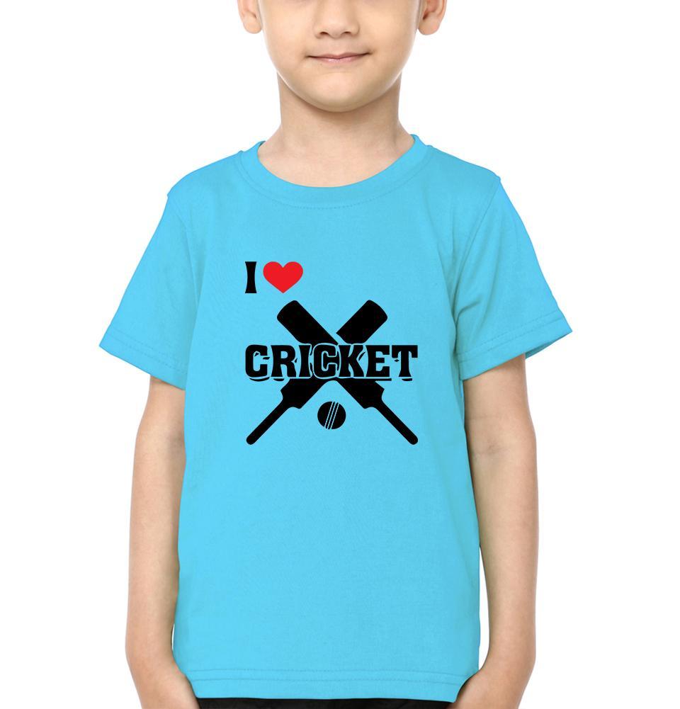 I Love Cricket Half Sleeves T-Shirt for Boys and Kids-KidsFashionVilla