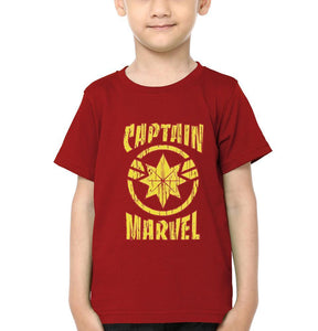 Captain Marvel Logo Half Sleeves T-Shirt for Boy-KidsFashionVilla