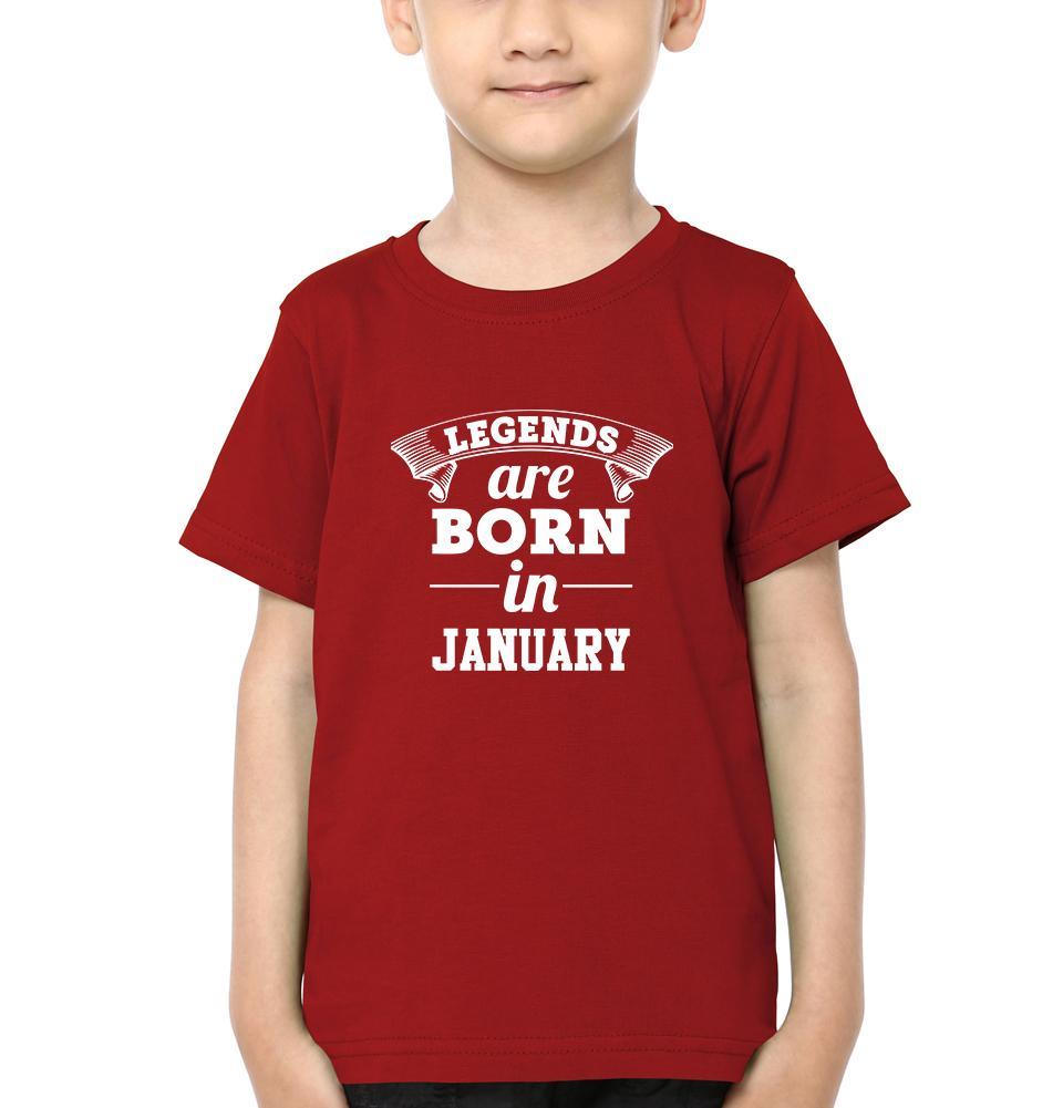 Legends are Born in January Half Sleeves T-Shirt for Boy-KidsFashionVilla