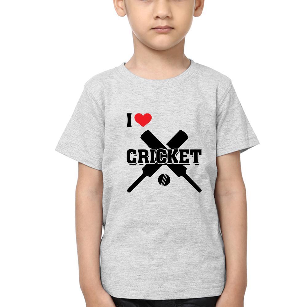 I Love Cricket Half Sleeves T-Shirt for Boys and Kids-KidsFashionVilla
