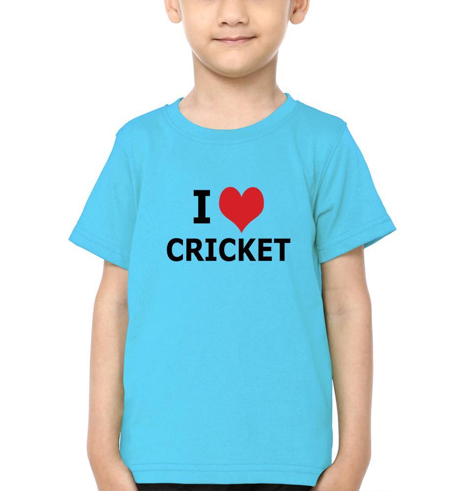 I Love Cricket Half Sleeves T-Shirt for Boys and Kids-KidsFashionVilla