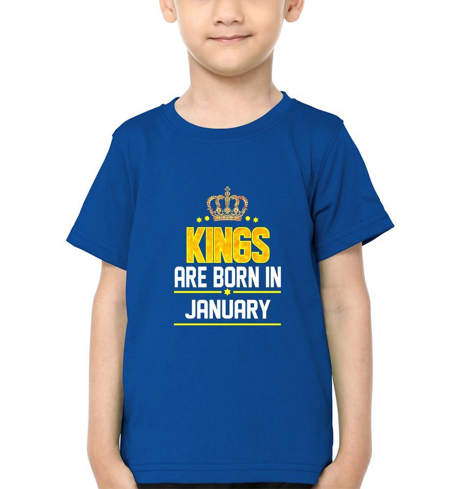 Kings Are Born In January Half Sleeves T-Shirt for Boys and Kids-KidsFashionVilla