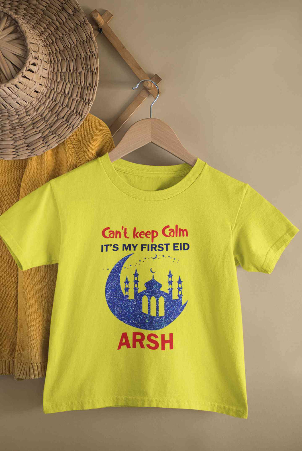 Custom Name Cant Keep Calm My First Eid Half Sleeves T-Shirt for Boy-KidsFashionVilla