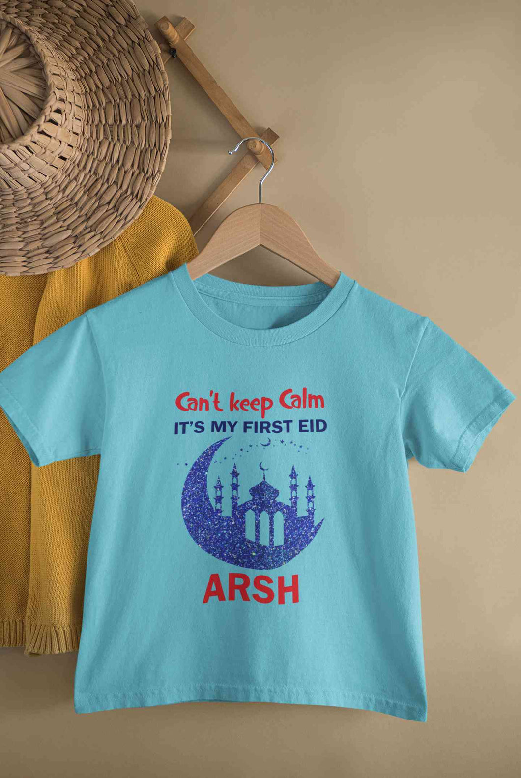 Custom Name Cant Keep Calm My First Eid Half Sleeves T-Shirt for Boy-KidsFashionVilla