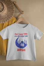 Load image into Gallery viewer, Custom Name Cant Keep Calm My First Eid Half Sleeves T-Shirt for Boy-KidsFashionVilla

