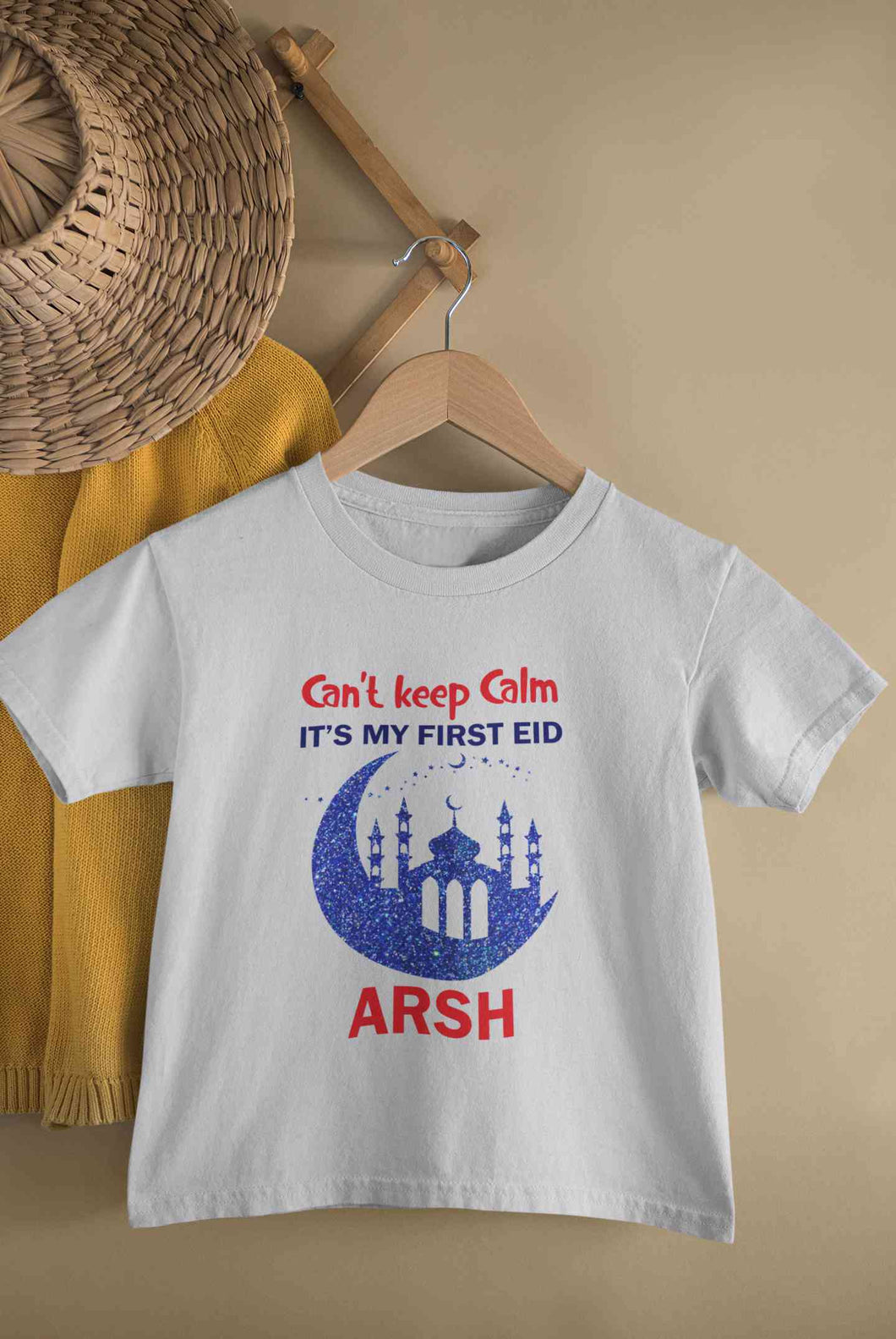Custom Name Cant Keep Calm My First Eid Half Sleeves T-Shirt for Boy-KidsFashionVilla