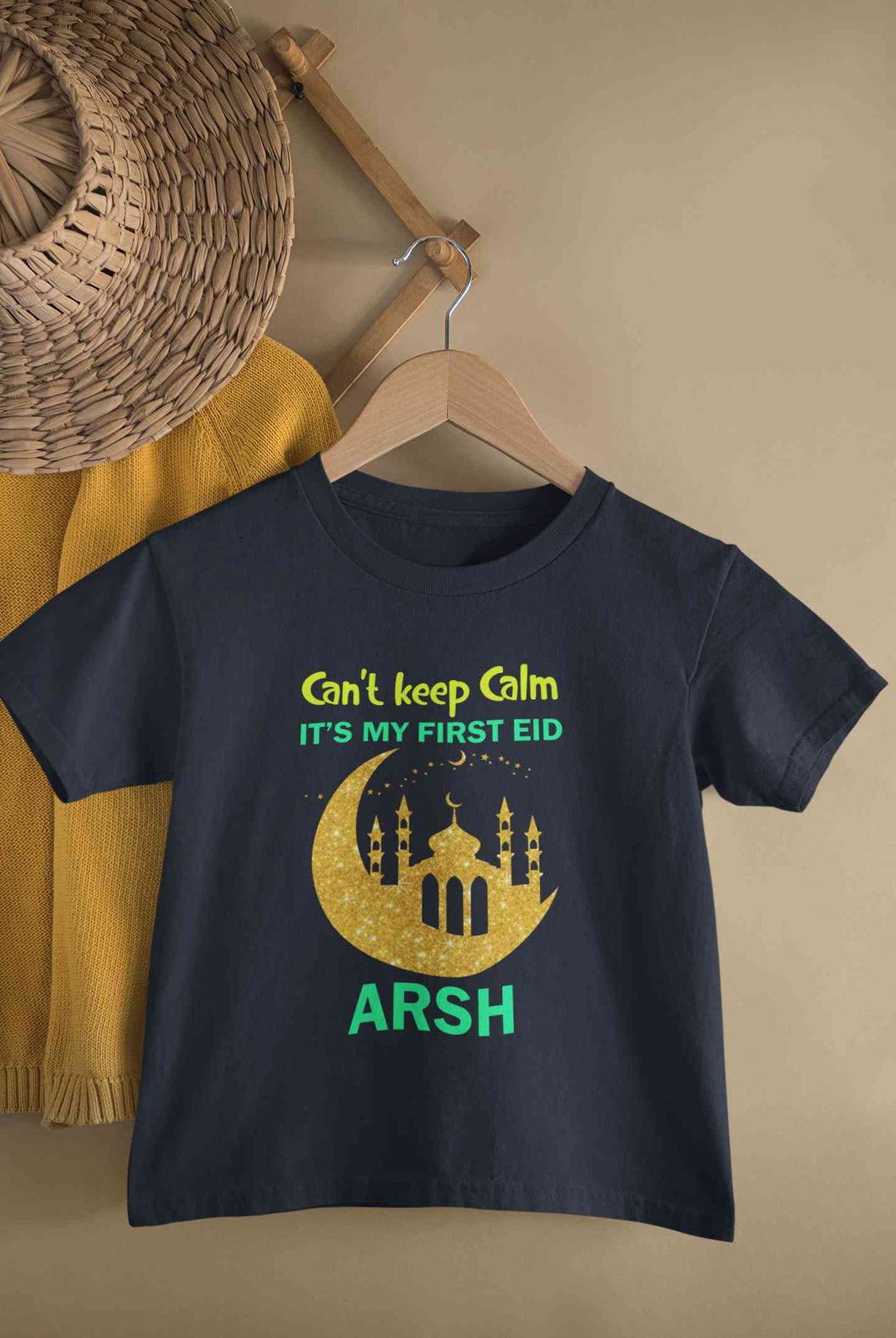 Custom Name Cant Keep Calm My First Eid Half Sleeves T-Shirt for Boy-KidsFashionVilla