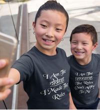 Load image into Gallery viewer, I M The Youngest Oldest Brother-Sister Kid Half Sleeves T-Shirts -KidsFashionVilla
