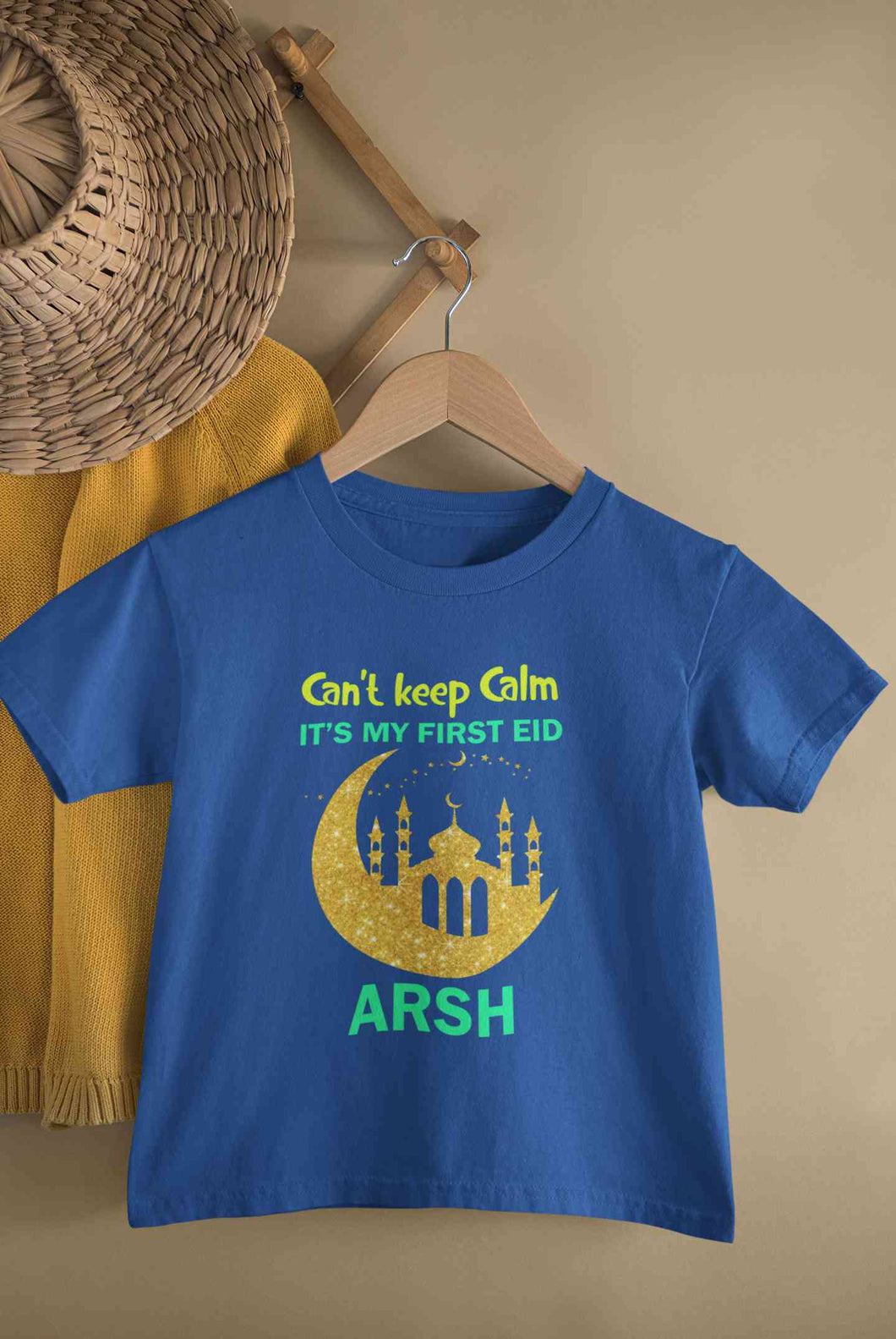Custom Name Cant Keep Calm My First Eid Half Sleeves T-Shirt for Boy-KidsFashionVilla