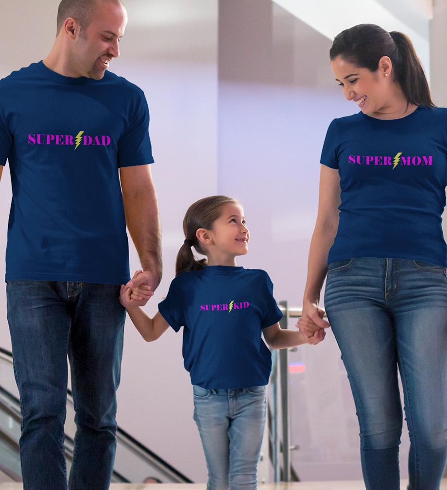 Super Dad Mom Kid Family Half Sleeves T-Shirts-KidsFashionVilla