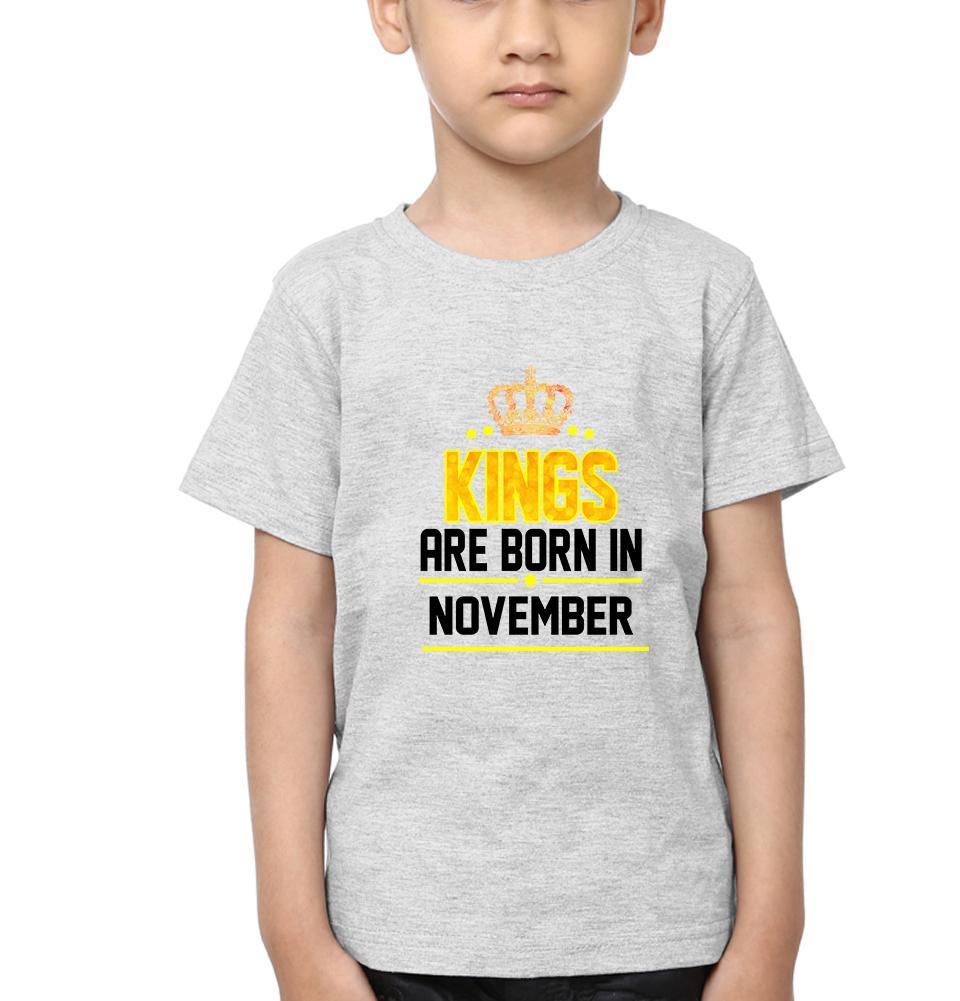 Kings Are Born In November Half Sleeves T-Shirt for Boy-KidsFashionVilla