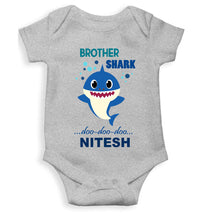 Load image into Gallery viewer, Custom Name Brother Shark Doo Doo Doo Rakhi Rompers for Baby Boy- KidsFashionVilla
