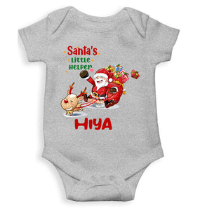 Customized Name Santas Little Helper Christmas Rompers for Baby Girl- KidsFashionVilla