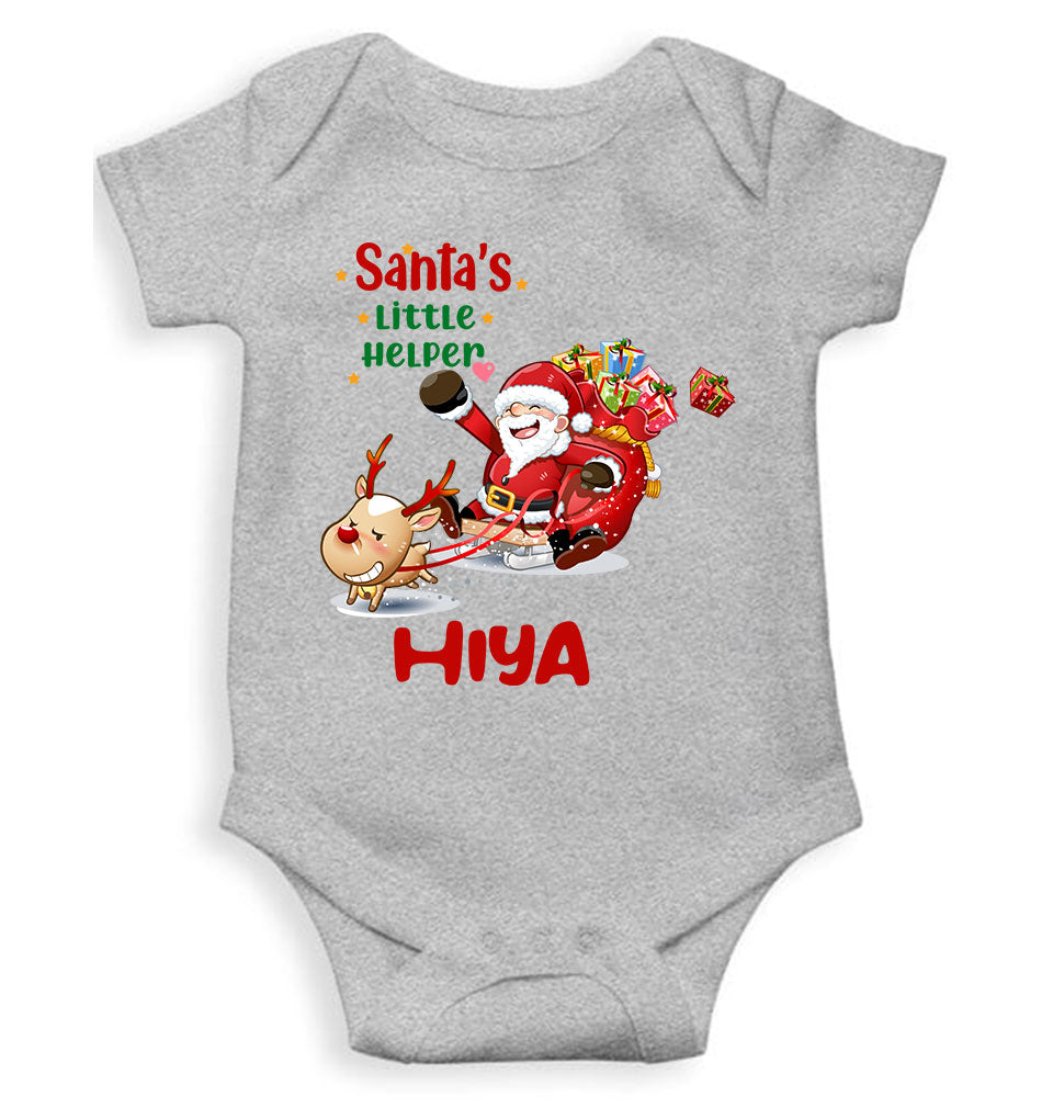 Customized Name Santas Little Helper Christmas Rompers for Baby Girl- KidsFashionVilla