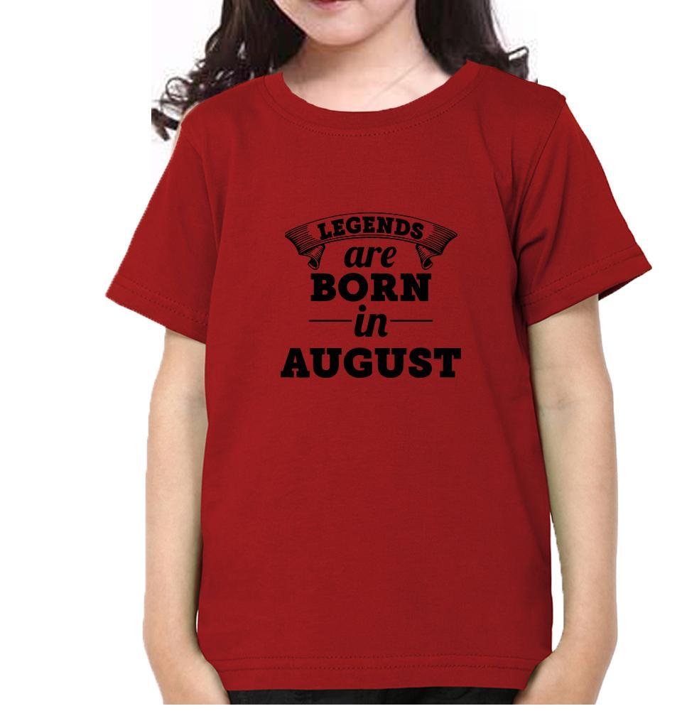 Legends are Born in August Half Sleeves T-Shirt For Girls -KidsFashionVilla