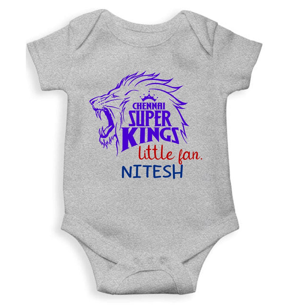 Custom Name IPL CSK Chennai Super Kings Little Fan Rompers for Baby Boy- KidsFashionVilla