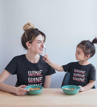 Load image into Gallery viewer, Wine Whine Mother and Daughter Matching T-Shirt- KidsFashionVilla

