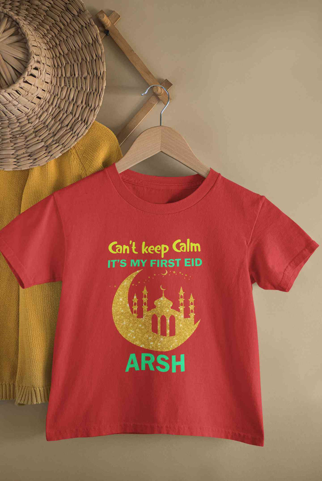 Custom Name Cant Keep Calm My First Eid Half Sleeves T-Shirt for Boy-KidsFashionVilla