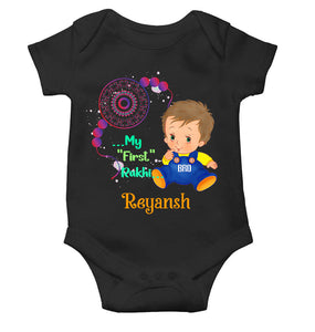 Custom Name My First Rakhi Rompers for Baby Boy- KidsFashionVilla
