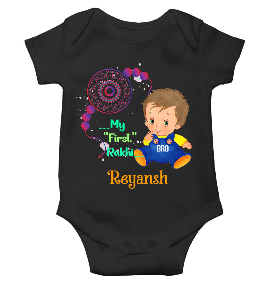 Custom Name My First Rakhi Rompers for Baby Boy- KidsFashionVilla