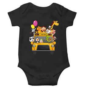 Zoo Bus Cartoon Rompers for Baby Girl- KidsFashionVilla